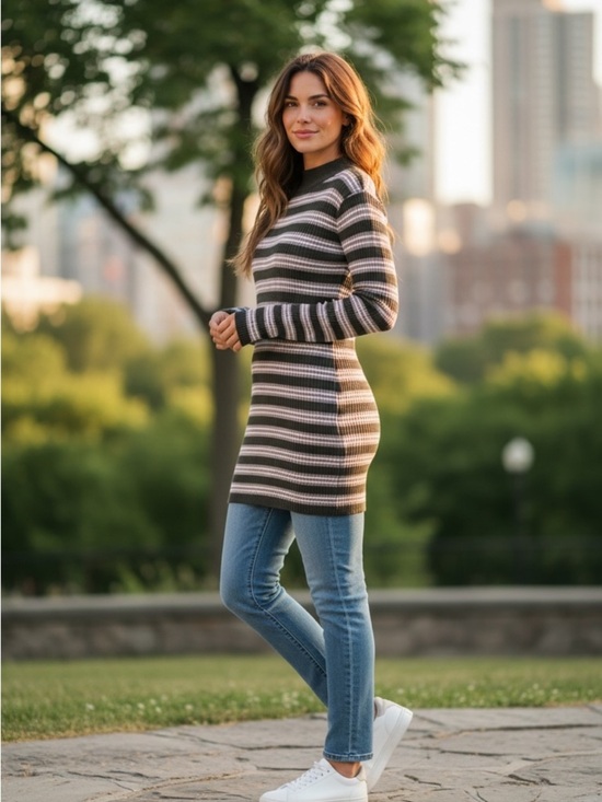 The Slope Brooklyn NY Dresses & Skirts - The Slope Brooklyn NY Olive Green Dress Stretchy Knitted Size Large